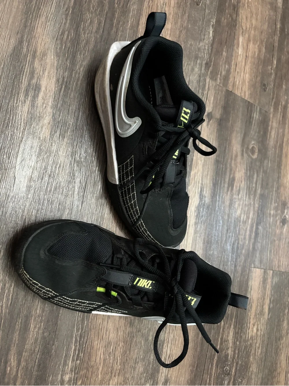 Nike Kids Black Sneakers with Neon Green Accents